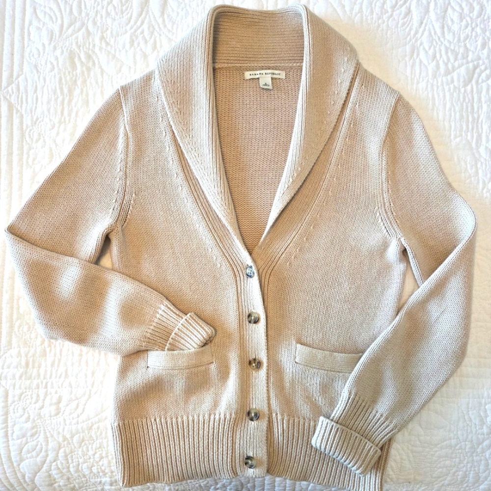 Womens Banana Republic Cream Shawl Collar Cardigan Sweater